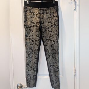 ✨ Bisou Bisou Gold Baroque Print Skinny Pants Medium